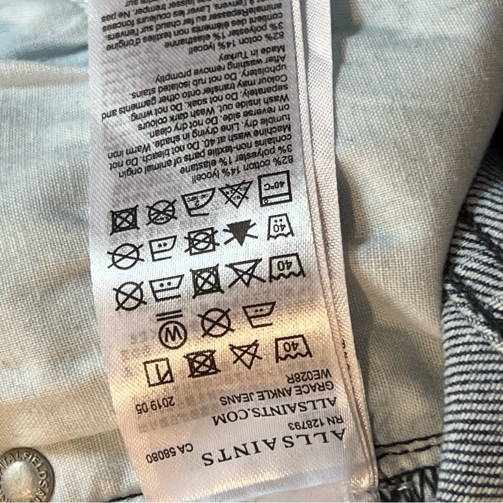 All Saints "Grace" Blue Mid Rise Skinny Jeans US 27 ($199) - Picture 8 of 8